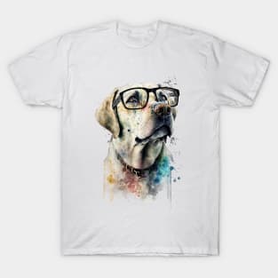 Pet Dog Portrait, Dog Owner Gift Idea, Cute Golden Lab Watercolor Dog Portrait T-Shirt